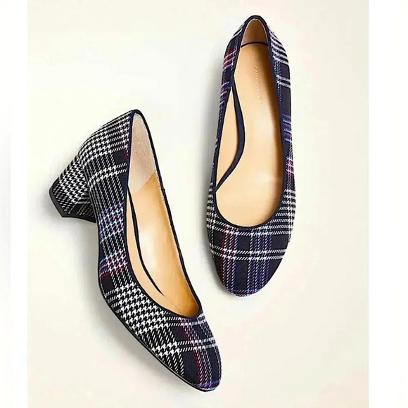 Ann Taylor New Pumps Plaid Print Block Heel Preppy Academia Office - Picture 1 of 13